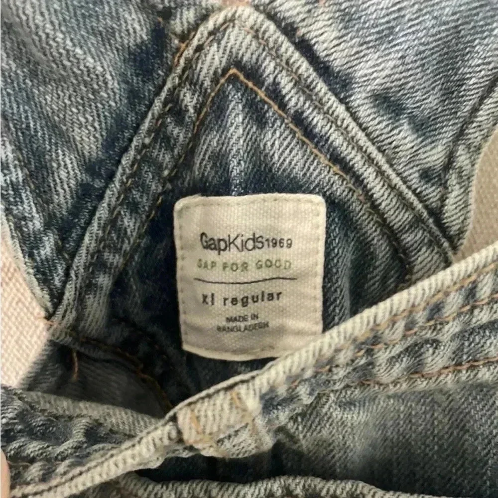 GAP Destructed Denim Overalls Size XL Girls